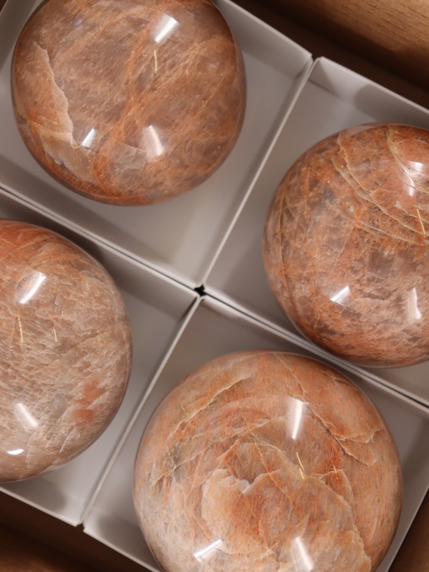 Peach Moonstone Spheres Set of 4 - Expert Wholesale and Supplier of Wholesale Crystals & Bulk Gemstones, []