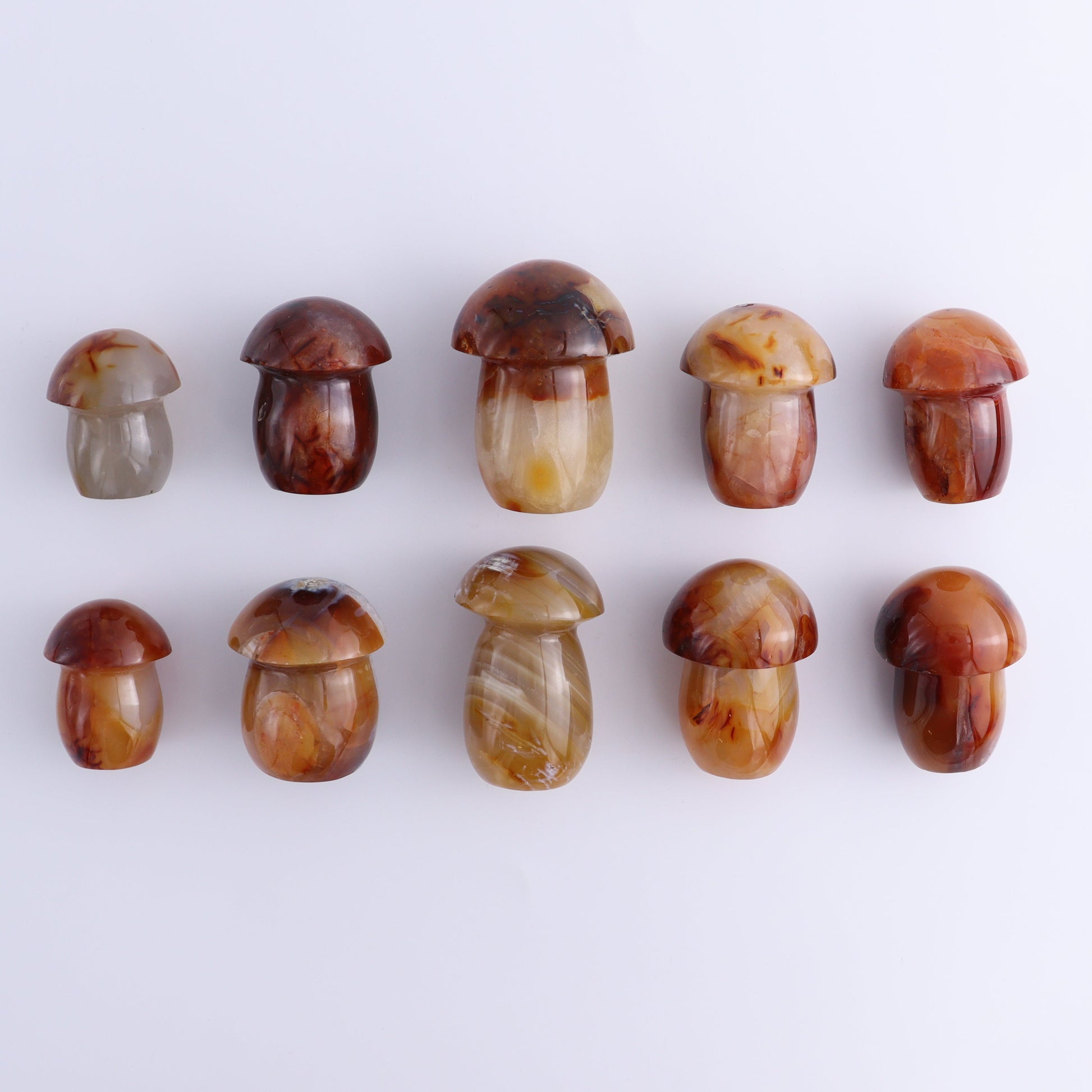 Carnelian Mushrooms Set of 10 - Expert Wholesale and Supplier of Wholesale Crystals & Bulk Gemstones, ["carnelian","Madagascar","Mushrooms"]