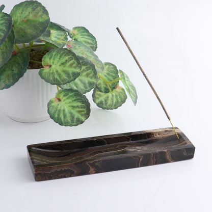 One Mexican Onyx/Calcite Chocolate Incense Holder