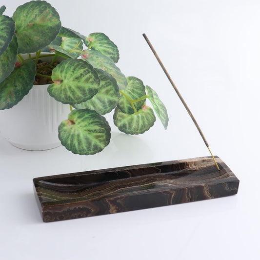 One Mexican Onyx/Calcite Chocolate Incense Holder