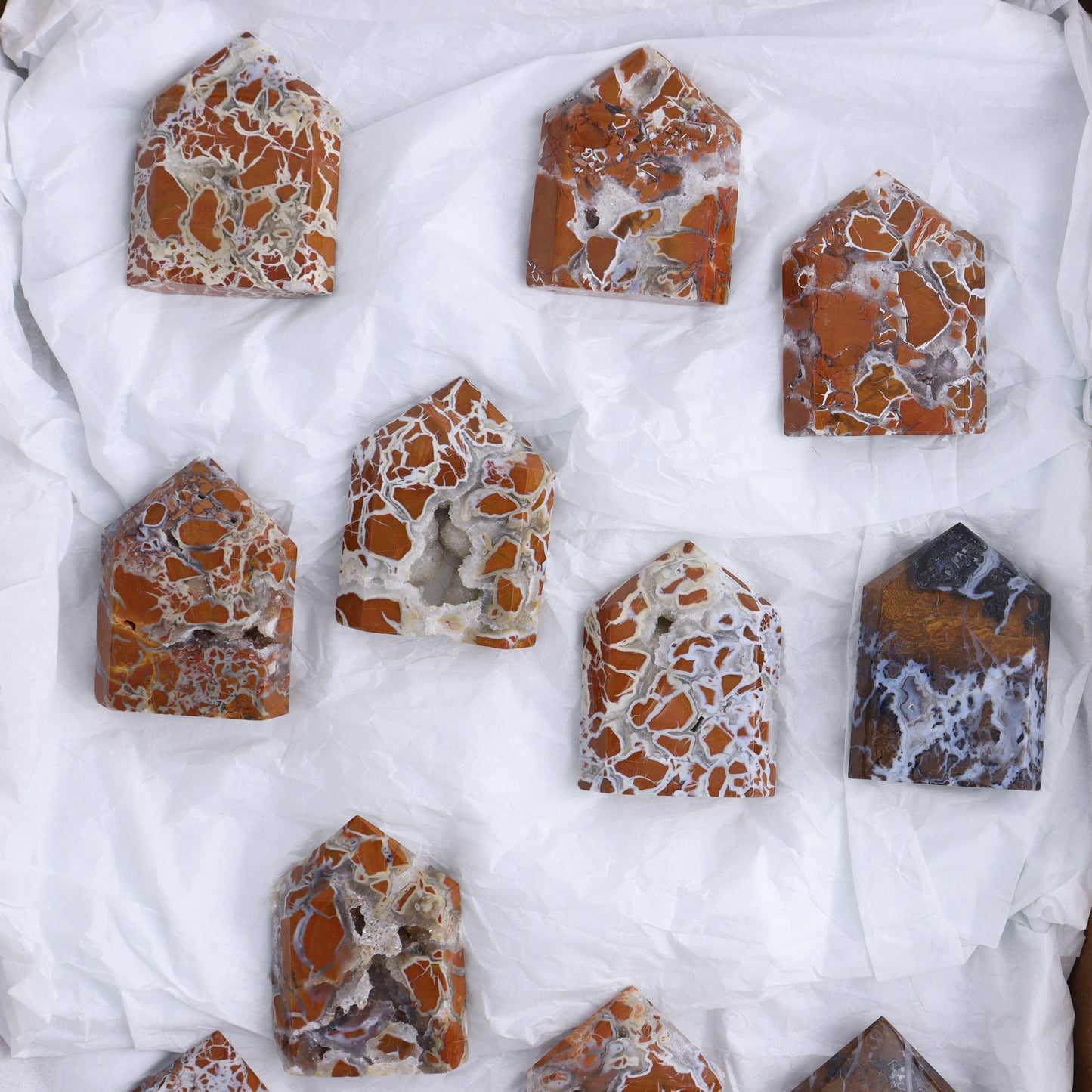 Brecciated Jasper Towers Set of 11 - Expert Wholesale and Supplier of Wholesale Crystals & Bulk Gemstones, ["Brecciated Jasper","Indonesia","Towers"]