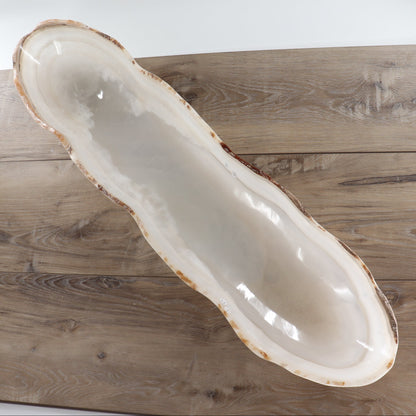 Mexican Onyx/Calcite Canoe Bowl 35"