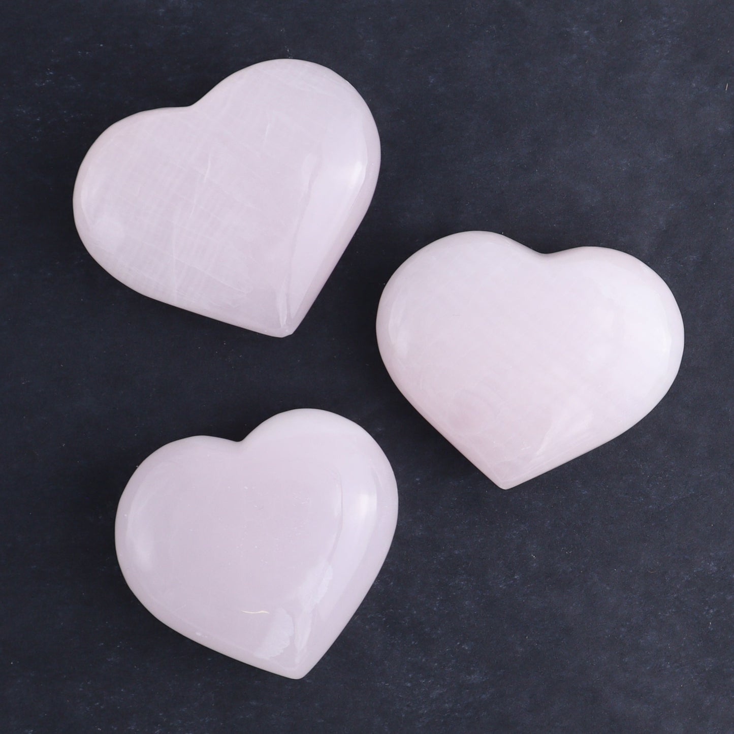 Pink Mangano Calcite Rectangles and Hearts Set of 6 - Expert Wholesale and Supplier of Wholesale Crystals & Bulk Gemstones, ["Calcite","Hearts","Madagascar","Pink Calcite","Rectangle"]