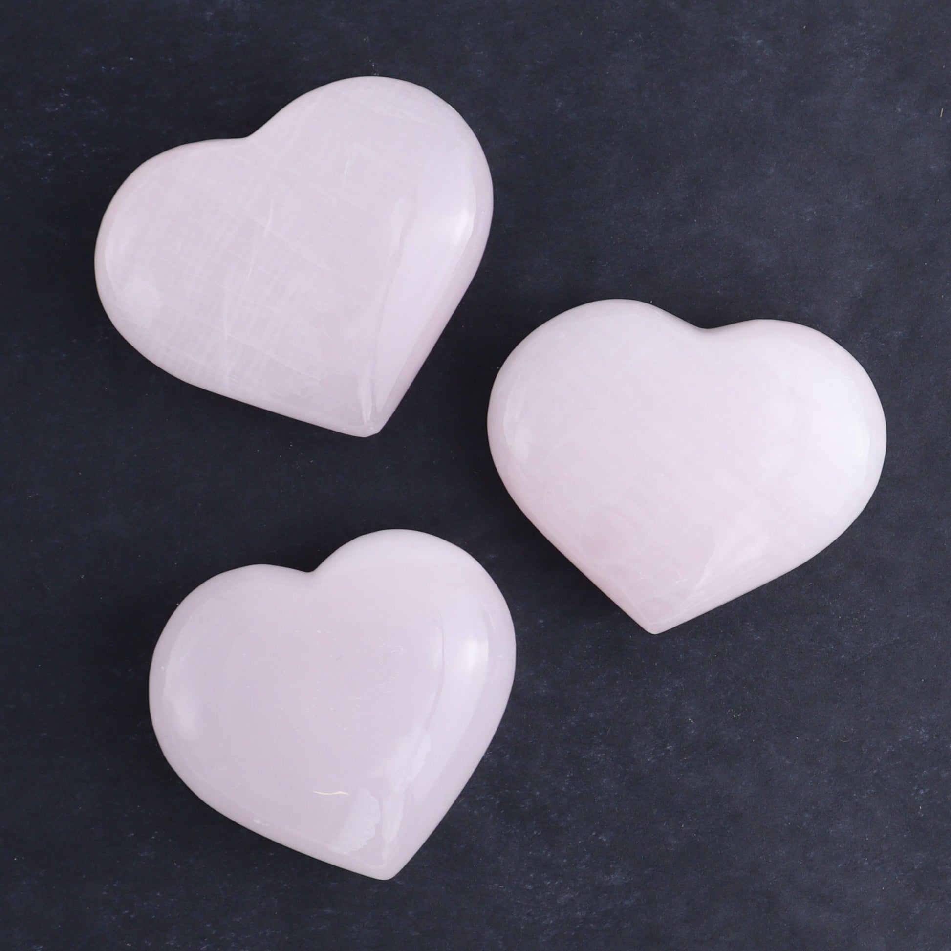 Pink Mangano Calcite Rectangles and Hearts Set of 6 - Expert Wholesale and Supplier of Wholesale Crystals & Bulk Gemstones, ["Calcite","Hearts","Madagascar","Pink Calcite","Rectangle"]