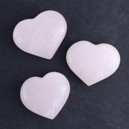 Pink Mangano Calcite Rectangles and Hearts Set of 6 - Expert Wholesale and Supplier of Wholesale Crystals & Bulk Gemstones, ["Calcite","Hearts","Madagascar","Pink Calcite","Rectangle"]