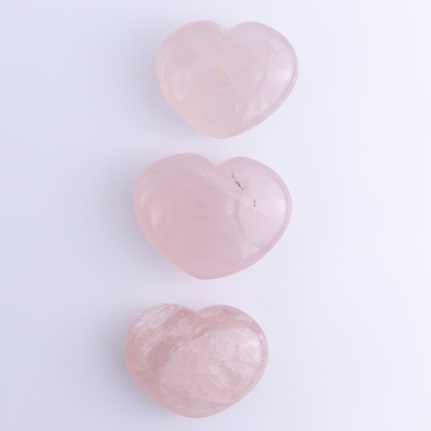 Rose Quartz Hearts Set of 3 - Expert Wholesale and Supplier of Wholesale Crystals & Bulk Gemstones, ["Hearts","Madagascar","Quartz","Rose Quartz"]