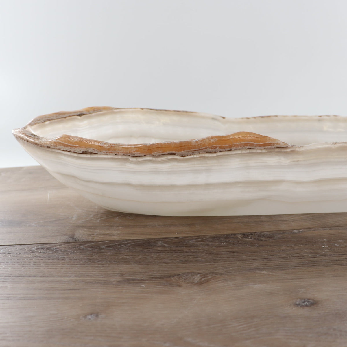 Mexican Onyx/Calcite Canoe Bowl 35"