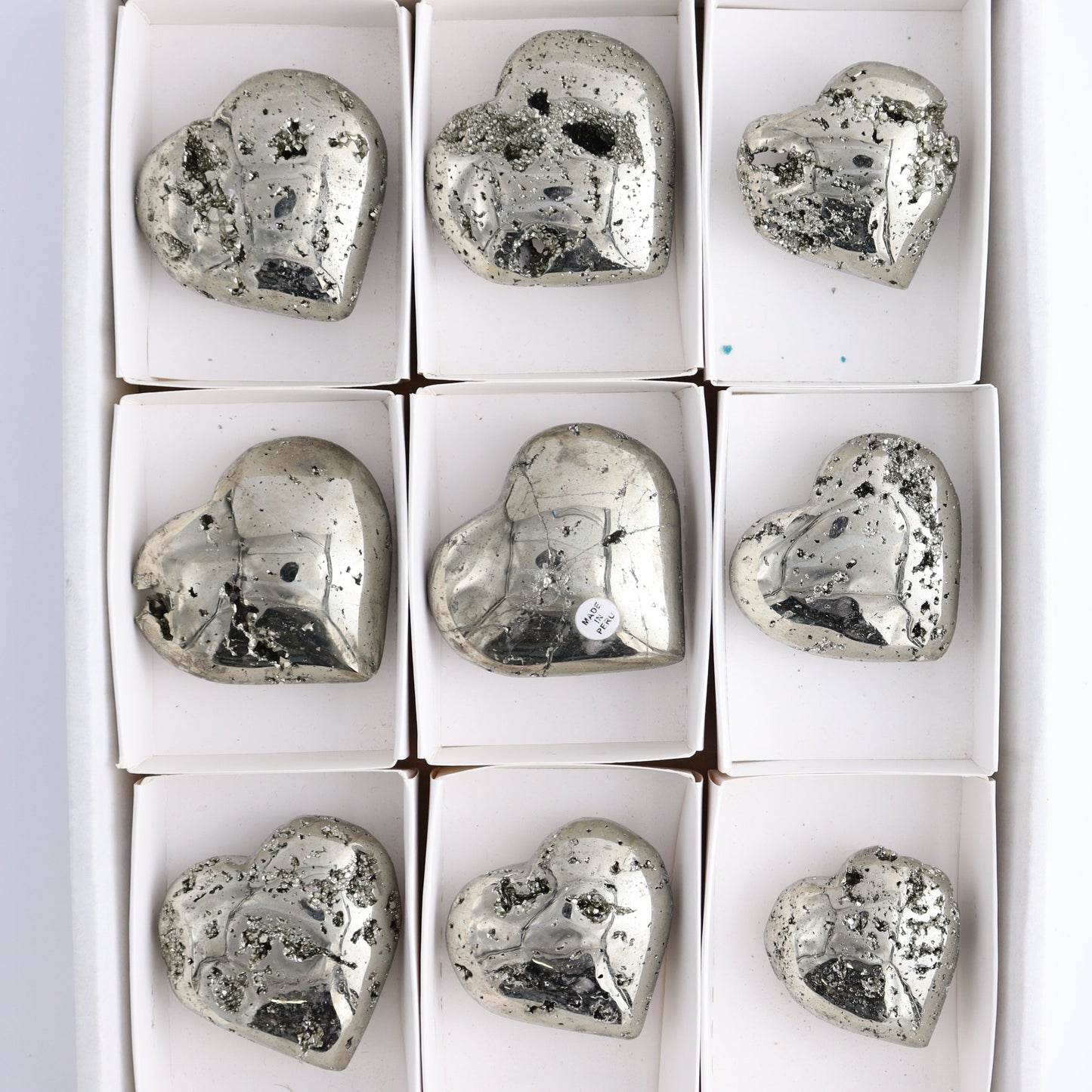 Pyrite Hearts Set of 9 - Expert Wholesale and Supplier of Wholesale Crystals & Bulk Gemstones, ["Hearts","Peru","Pyrite"]