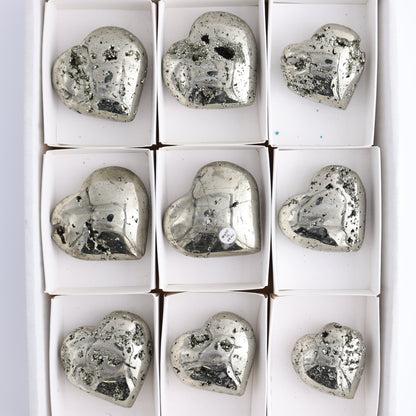 Pyrite Hearts Set of 9 - Expert Wholesale and Supplier of Wholesale Crystals & Bulk Gemstones, ["Hearts","Peru","Pyrite"]