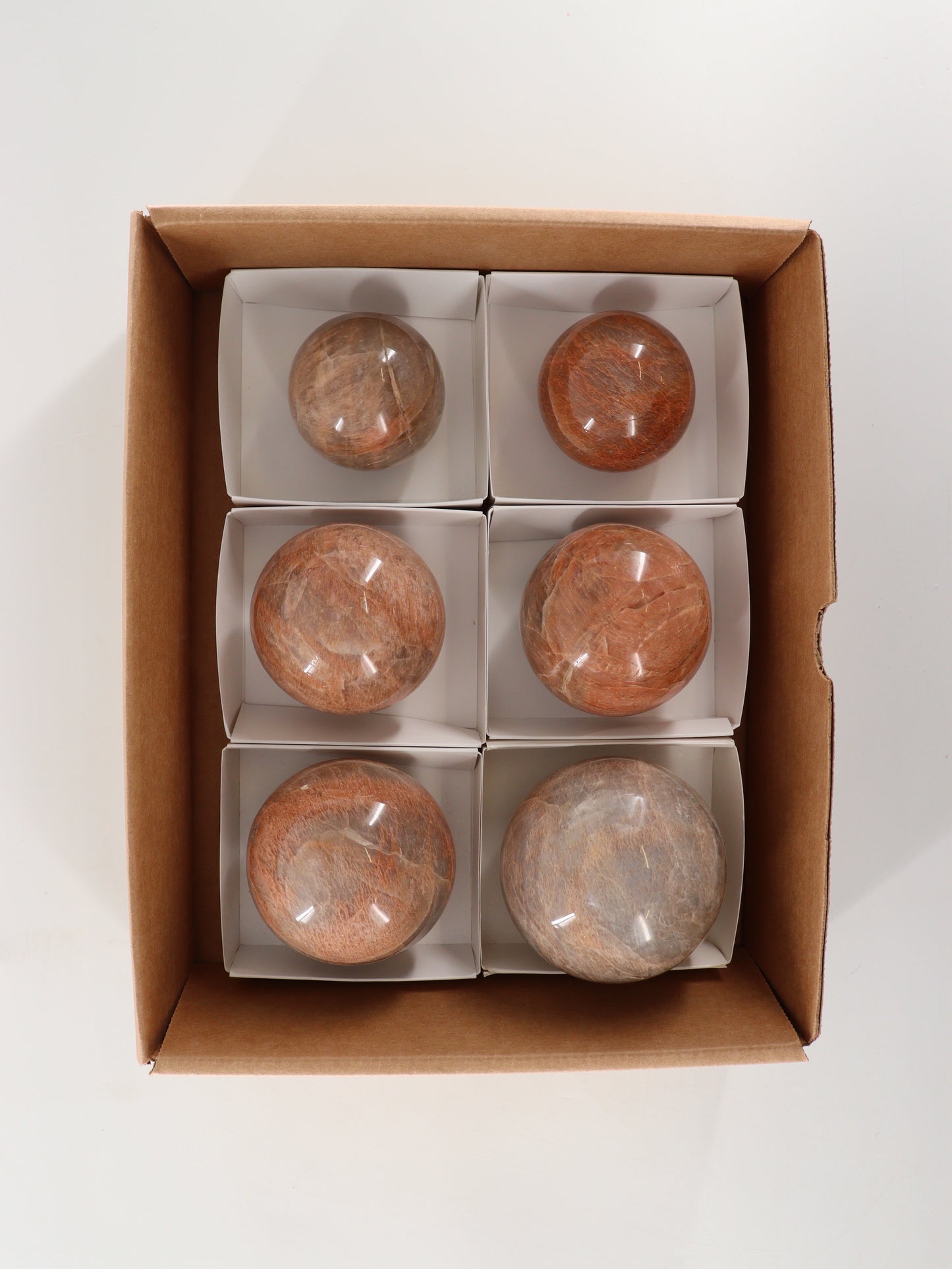 Peach Moonstone Spheres Set of 6 - Expert Wholesale and Supplier of Wholesale Crystals & Bulk Gemstones, []