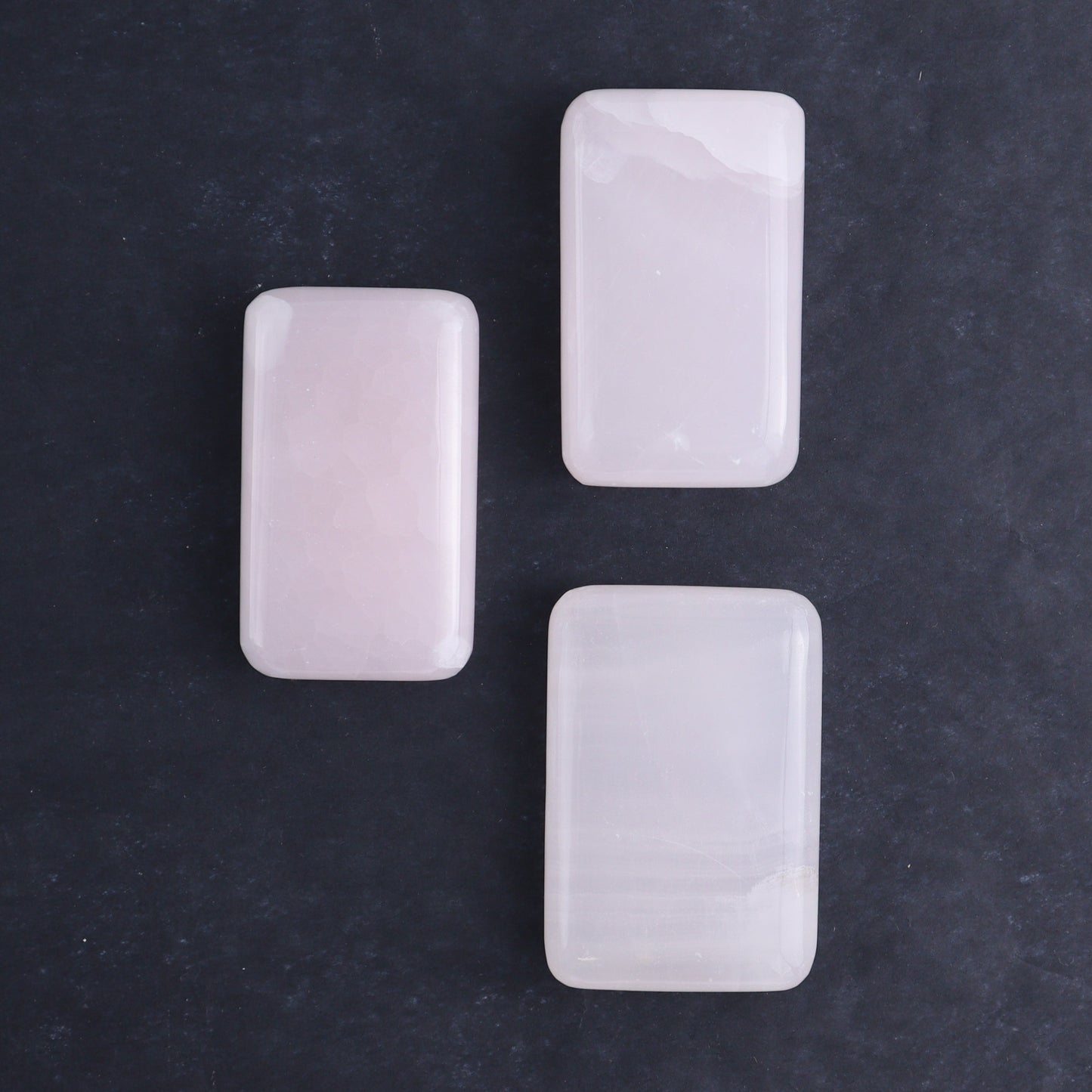 Pink Mangano Calcite Rectangles and Hearts Set of 6 - Expert Wholesale and Supplier of Wholesale Crystals & Bulk Gemstones, ["Calcite","Hearts","Madagascar","Pink Calcite","Rectangle"]