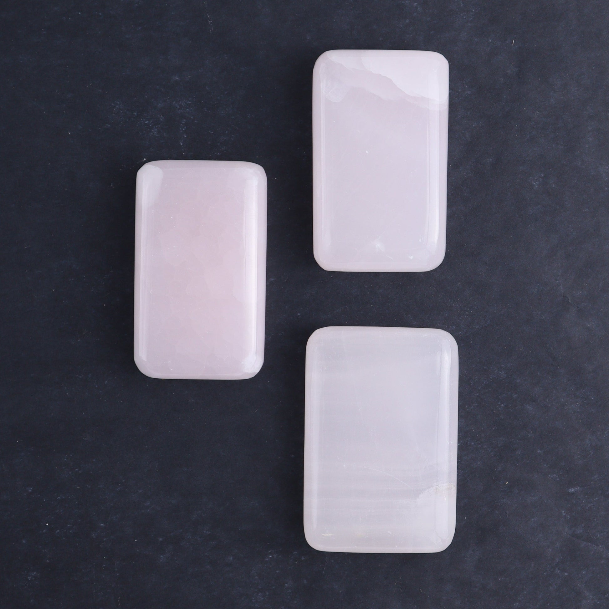 Pink Mangano Calcite Rectangles and Hearts Set of 6 - Expert Wholesale and Supplier of Wholesale Crystals & Bulk Gemstones, ["Calcite","Hearts","Madagascar","Pink Calcite","Rectangle"]