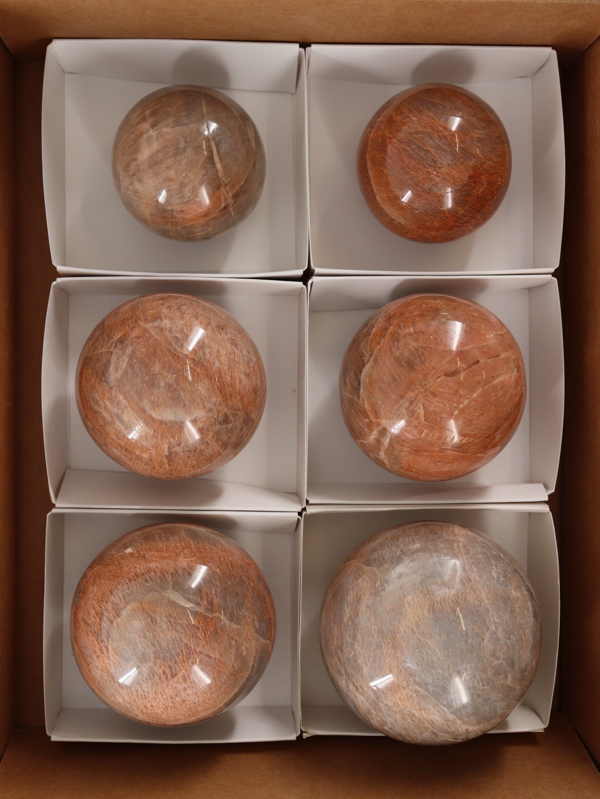 Peach Moonstone Spheres Set of 6 - Expert Wholesale and Supplier of Wholesale Crystals & Bulk Gemstones, []