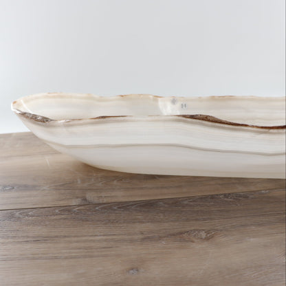Mexican Onyx/Calcite Canoe Bowl 35"