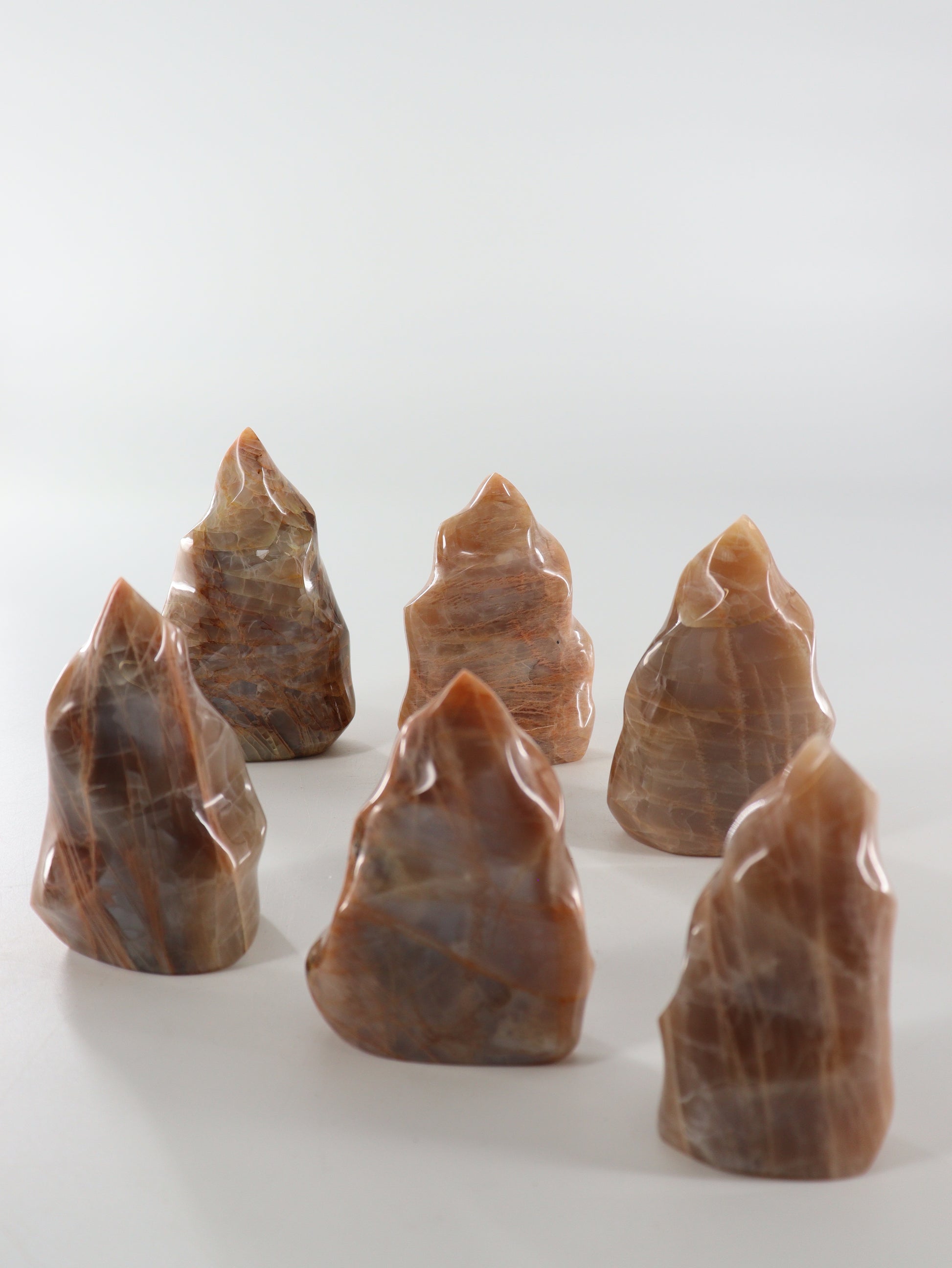 Peach Moonstone Flames Set of 6 - Expert Supplier of Wholesale Crystals & Bulk Gemstones