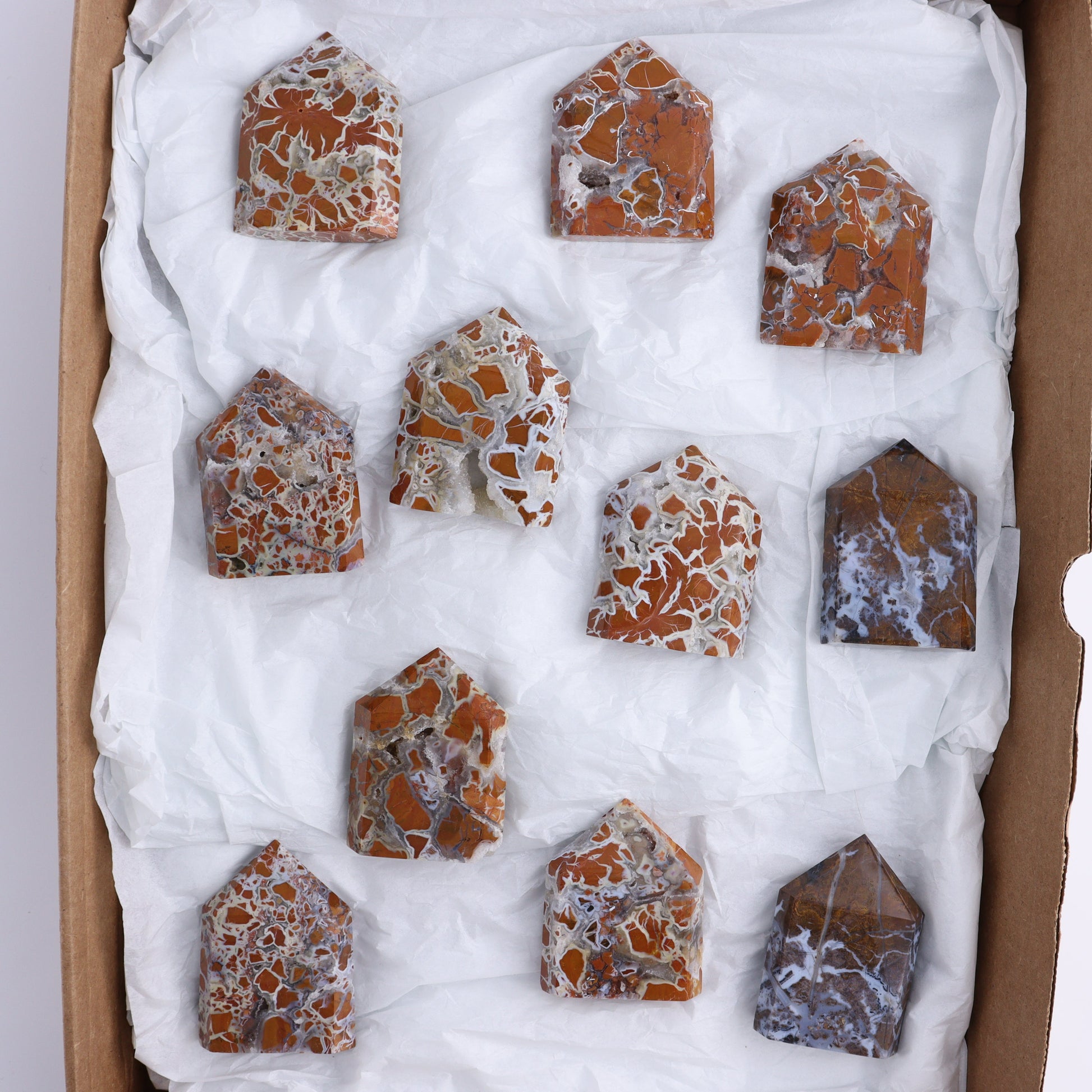 Brecciated Jasper Towers Set of 11 - Expert Wholesale and Supplier of Wholesale Crystals & Bulk Gemstones, ["Brecciated Jasper","Indonesia","Towers"]
