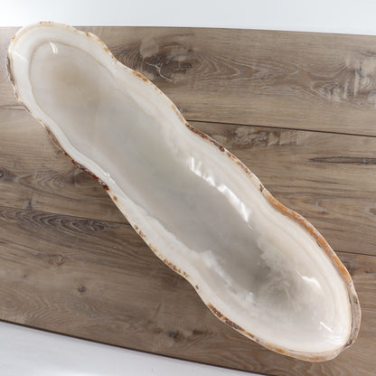 Mexican Onyx/Calcite Canoe Bowl 35"