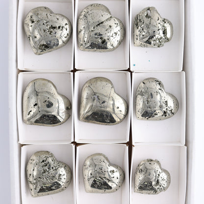 Pyrite Hearts Set of 9 - Expert Wholesale and Supplier of Wholesale Crystals & Bulk Gemstones, ["Hearts","Peru","Pyrite"]