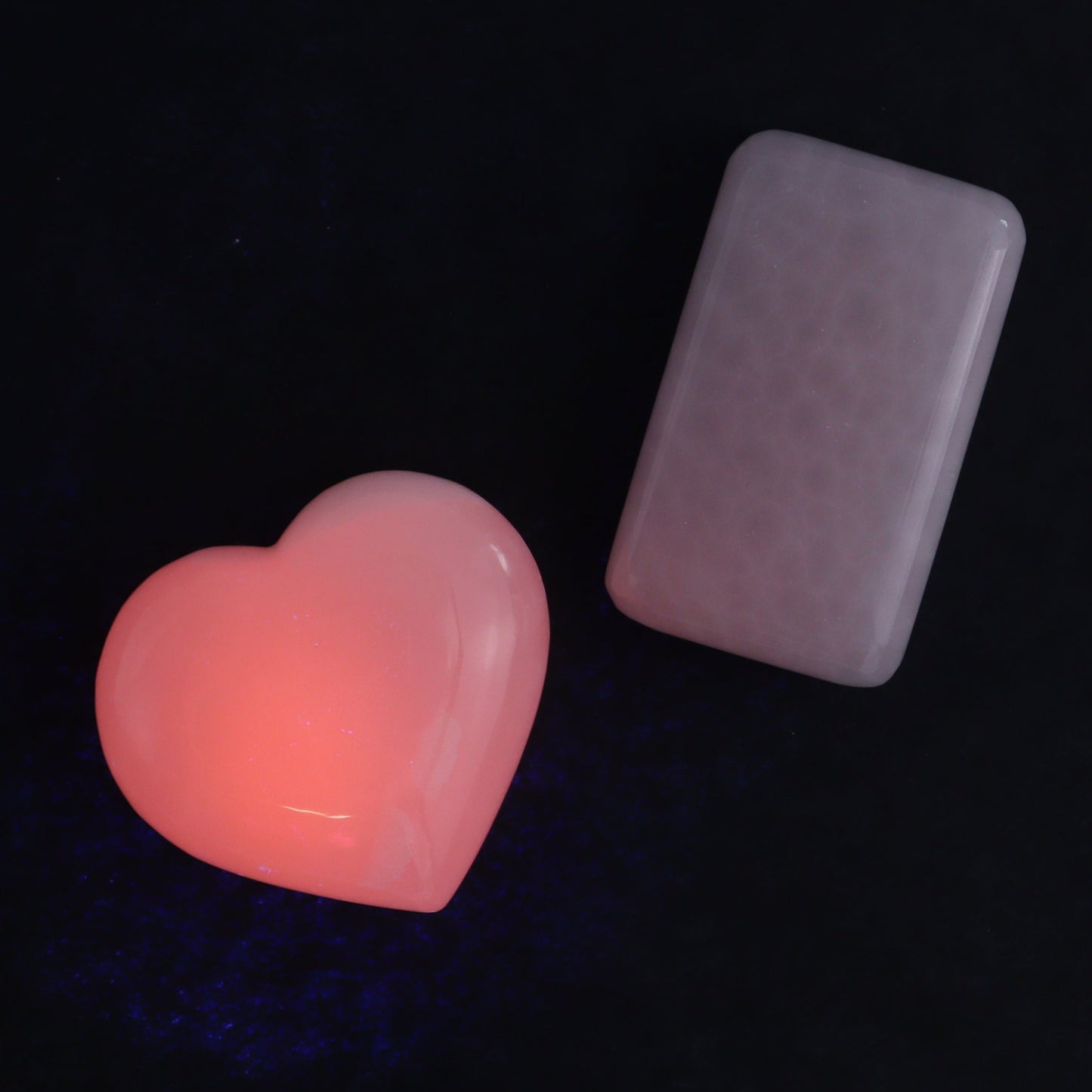 Pink Mangano Calcite Rectangles and Hearts Set of 6 - Expert Wholesale and Supplier of Wholesale Crystals & Bulk Gemstones, ["Calcite","Hearts","Madagascar","Pink Calcite","Rectangle"]