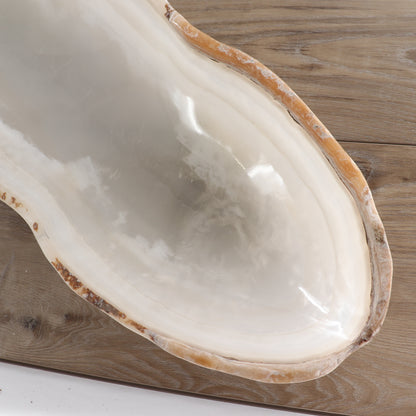 Mexican Onyx/Calcite Canoe Bowl 35"