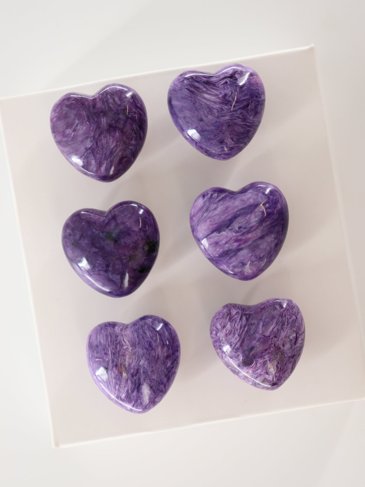 Charoite Hearts Set of 6 - Expert Wholesale and Supplier of Wholesale Crystals & Bulk Gemstones, []
