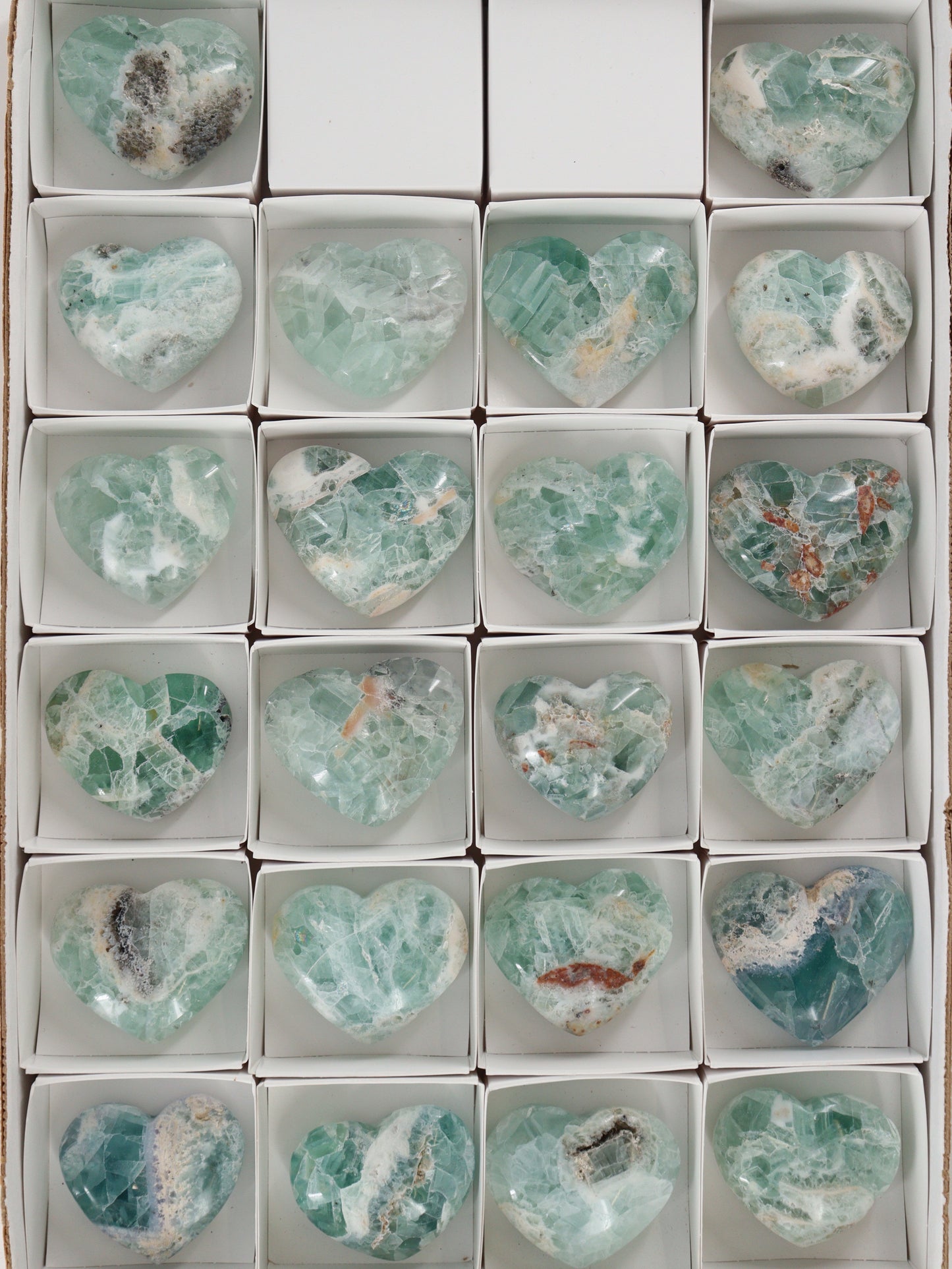 Fluorite Hearts Set of 22