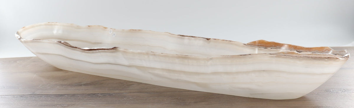 Mexican Onyx/Calcite Canoe Bowl 35"