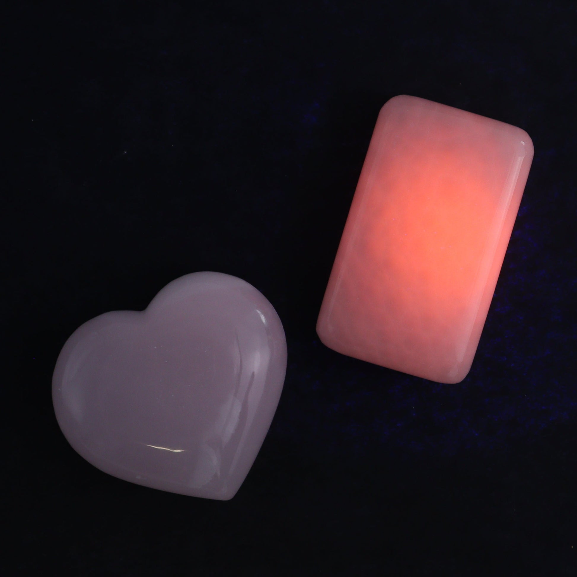 Pink Mangano Calcite Rectangles and Hearts Set of 6 - Expert Wholesale and Supplier of Wholesale Crystals & Bulk Gemstones, ["Calcite","Hearts","Madagascar","Pink Calcite","Rectangle"]