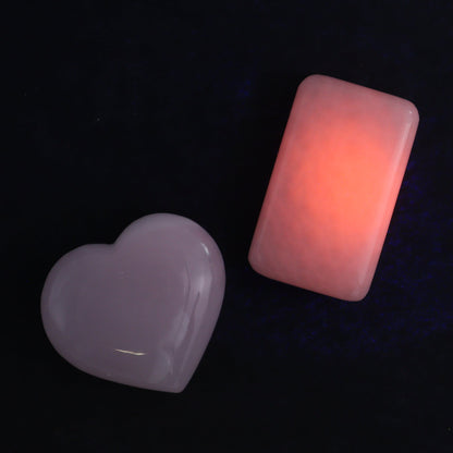 Pink Mangano Calcite Rectangles and Hearts Set of 6 - Expert Wholesale and Supplier of Wholesale Crystals & Bulk Gemstones, ["Calcite","Hearts","Madagascar","Pink Calcite","Rectangle"]