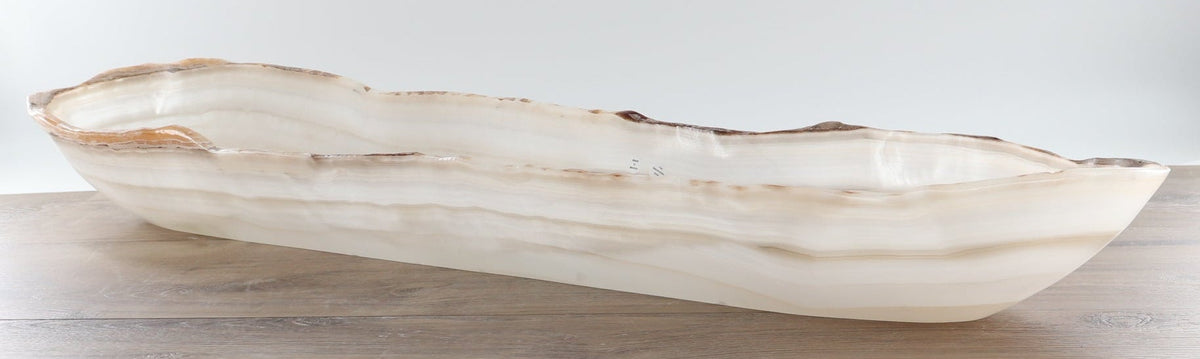 Mexican Onyx/Calcite Canoe Bowl 35"