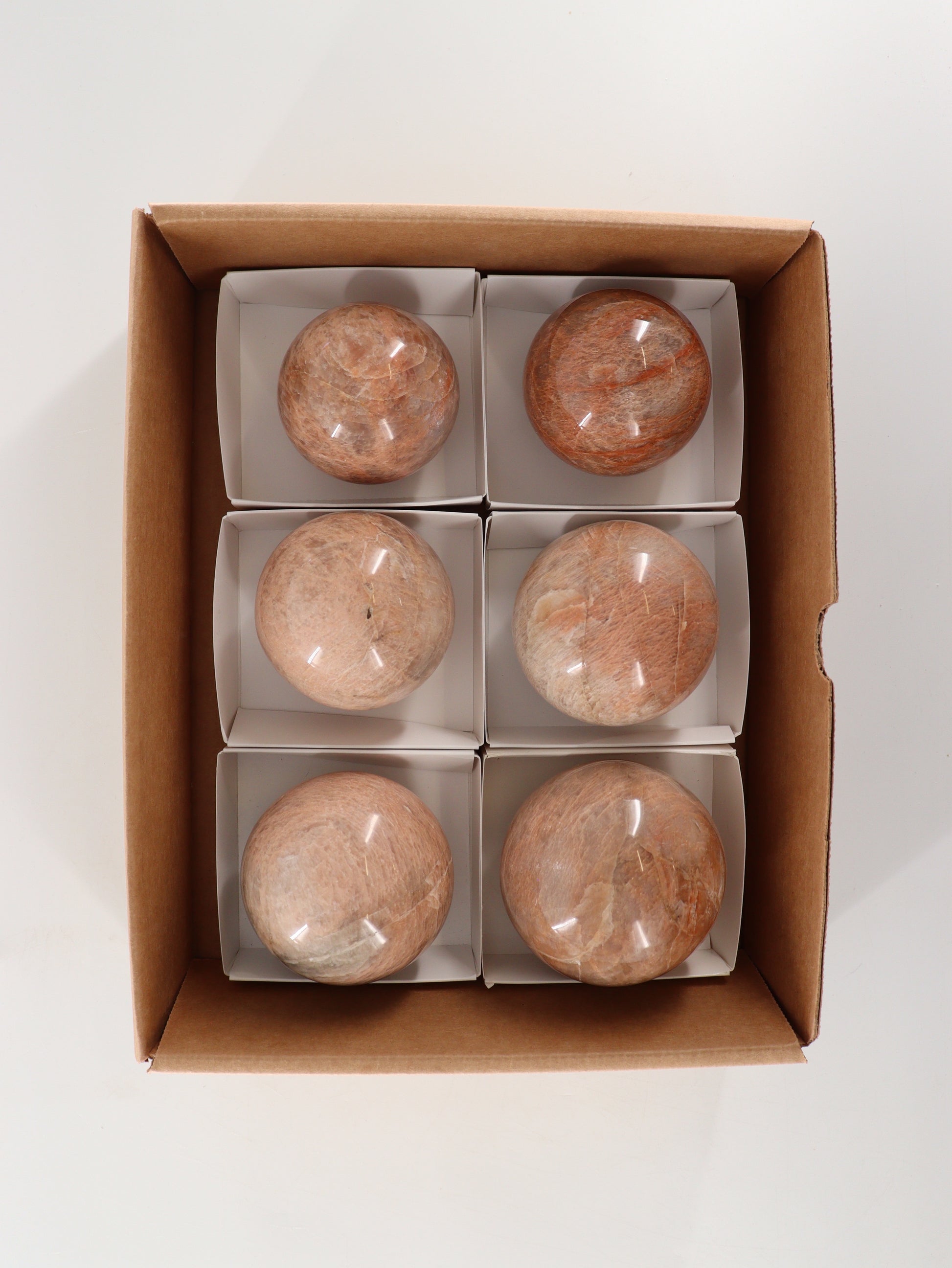 Peach Moonstone Spheres Set of 6 - Expert Wholesale and Supplier of Wholesale Crystals & Bulk Gemstones, []