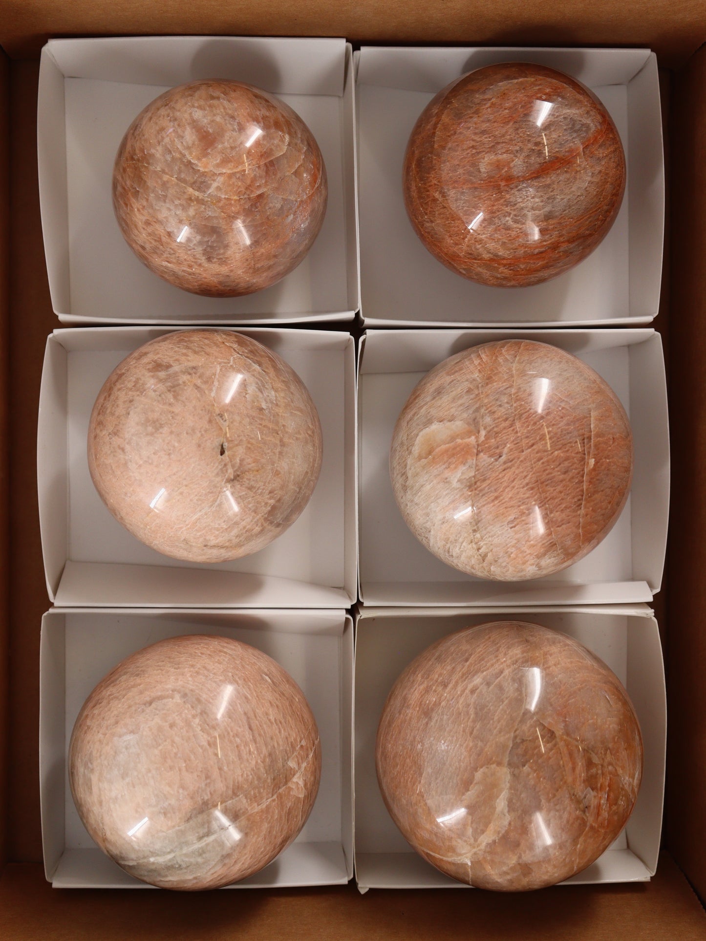 Peach Moonstone Spheres Set of 6 - Expert Wholesale and Supplier of Wholesale Crystals & Bulk Gemstones, []