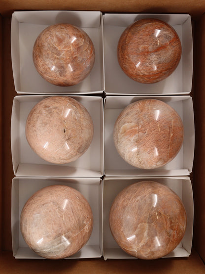 Peach Moonstone Spheres Set of 6 - Expert Wholesale and Supplier of Wholesale Crystals & Bulk Gemstones, []