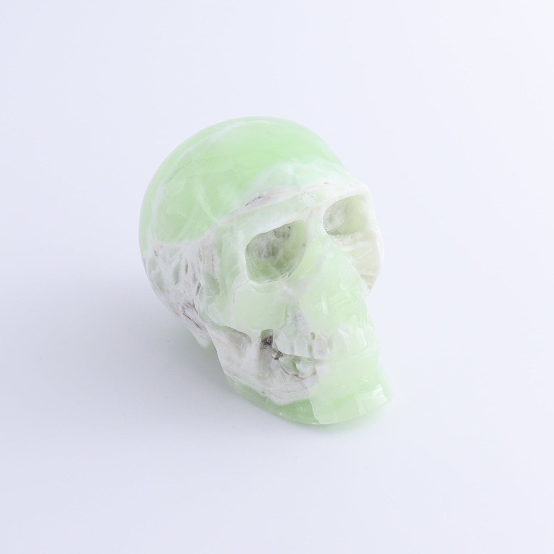 One Mexican Green Onyx/Calcite Skull - Expert Wholesale and Supplier of Wholesale Crystals & Bulk Gemstones, ["Calcite","Catalog Onyx","Green Onyx","Mexico","onyx","Skulls"]