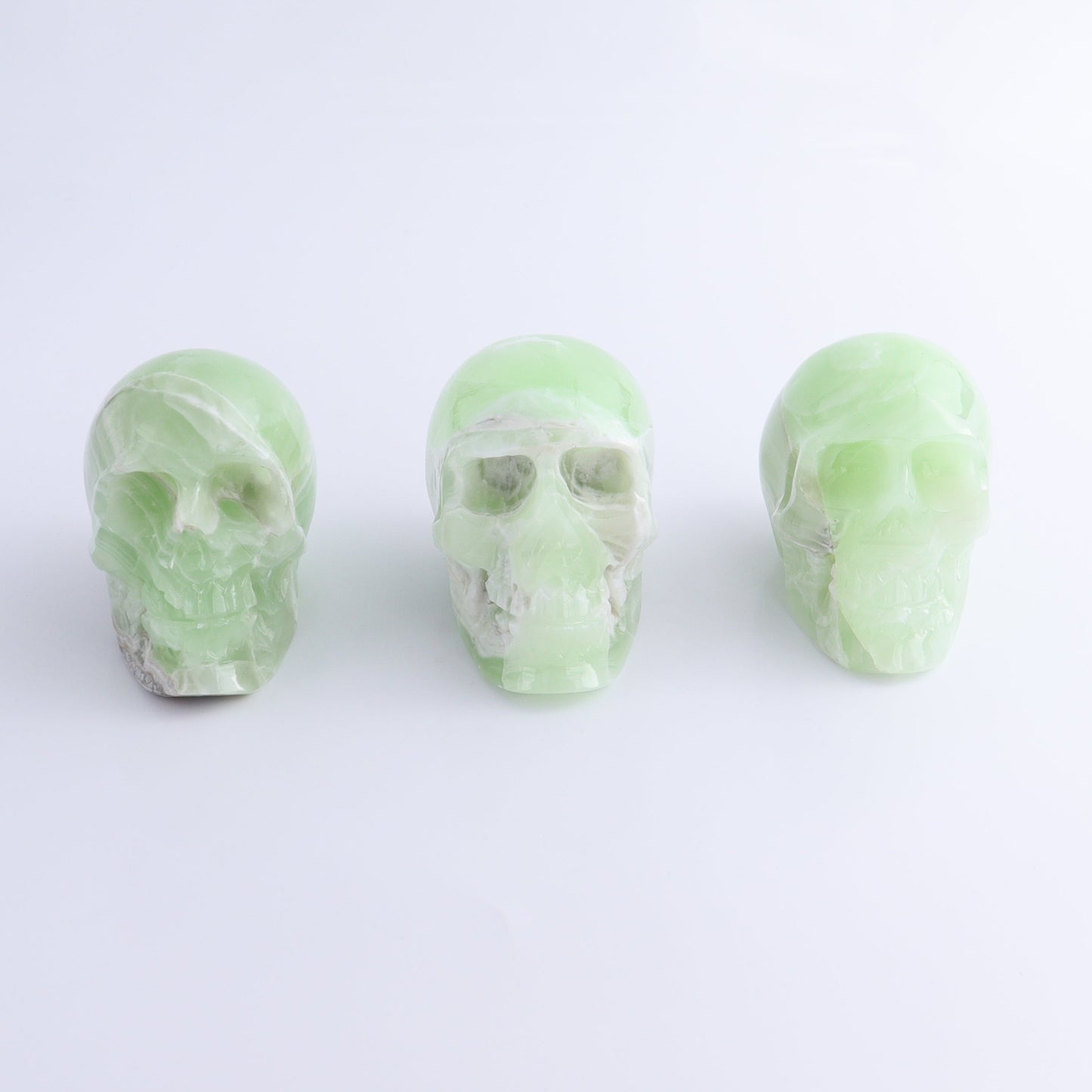 One Mexican Green Onyx/Calcite Skull - Expert Wholesale and Supplier of Wholesale Crystals & Bulk Gemstones, ["Calcite","Catalog Onyx","Green Onyx","Mexico","onyx","Skulls"]