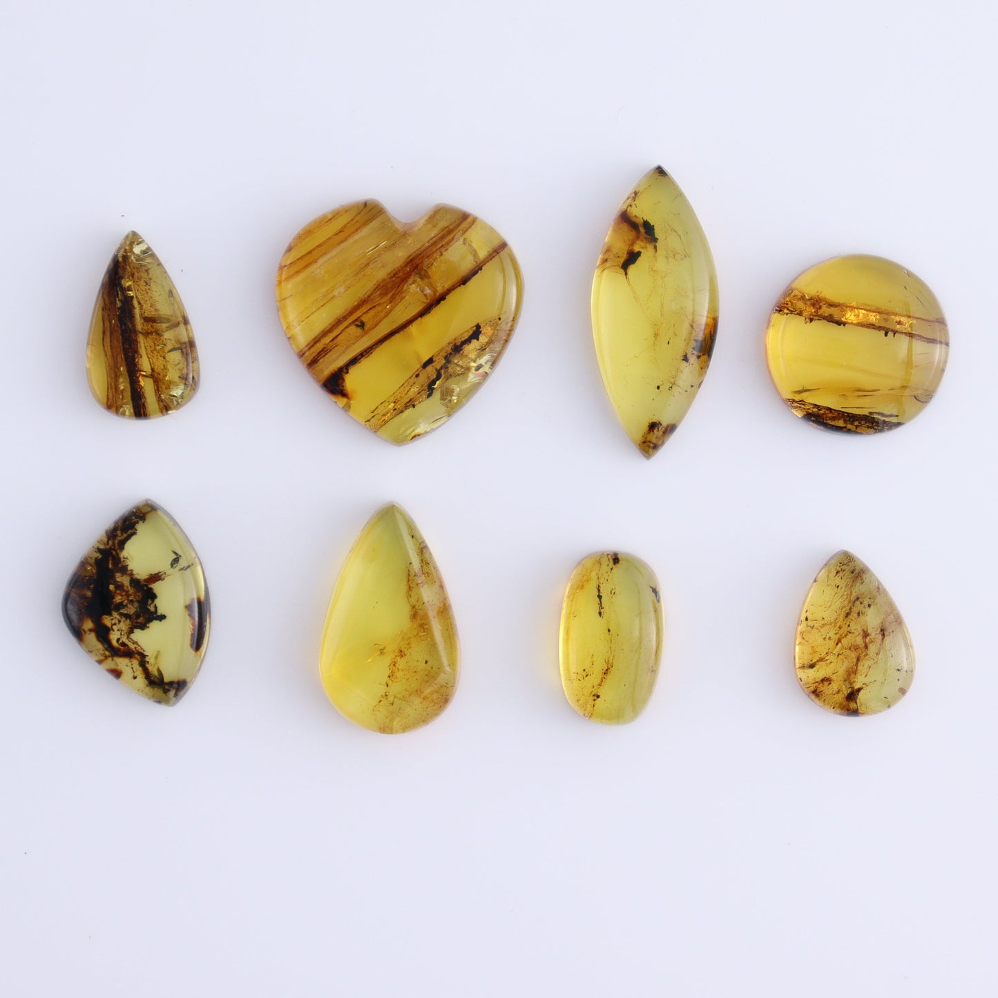 Chiapas Mexico Amber Cabs Set of 8 - Expert Wholesale and Supplier of Wholesale Crystals & Bulk Gemstones, ["Amber","Cabs","Chiapas Amber","Mexico"]