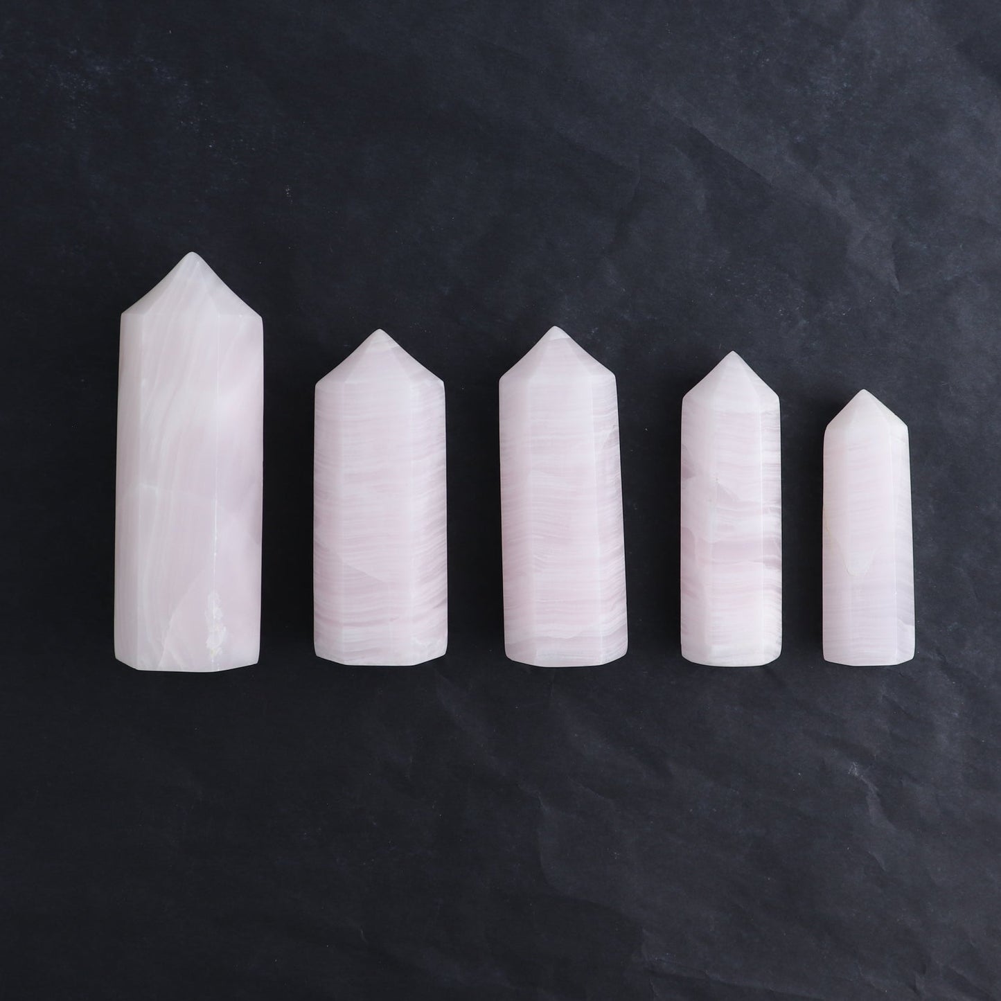 Pink Mangano Calcite Towers Set of 5