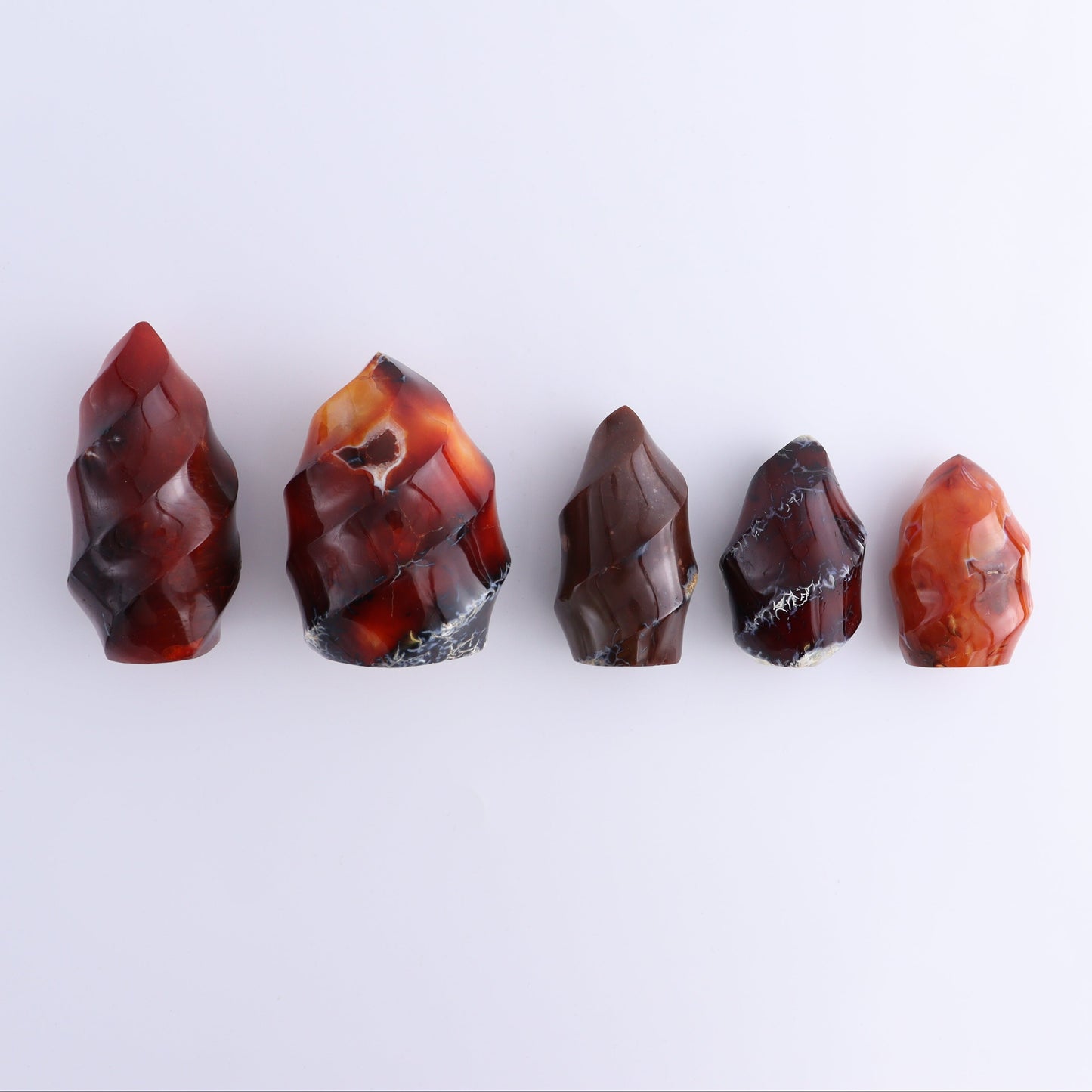 Carnelian Flames Set of 5 - Expert Wholesale and Supplier of Wholesale Crystals & Bulk Gemstones, ["carnelian","flames","Madagascar"]