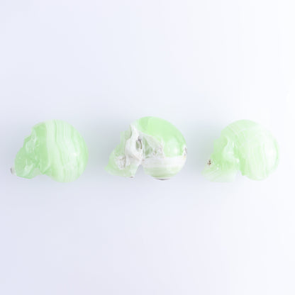One Mexican Green Onyx/Calcite Skull - Expert Wholesale and Supplier of Wholesale Crystals & Bulk Gemstones, ["Calcite","Catalog Onyx","Green Onyx","Mexico","onyx","Skulls"]