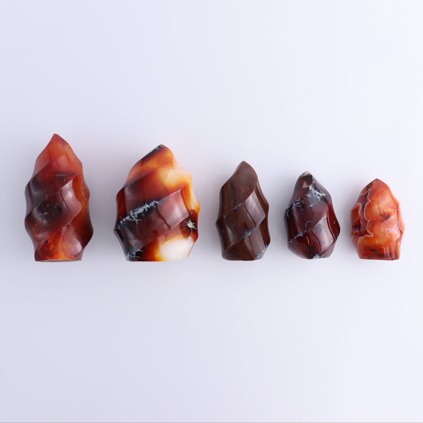 Carnelian Flames Set of 5 - Expert Wholesale and Supplier of Wholesale Crystals & Bulk Gemstones, ["carnelian","flames","Madagascar"]
