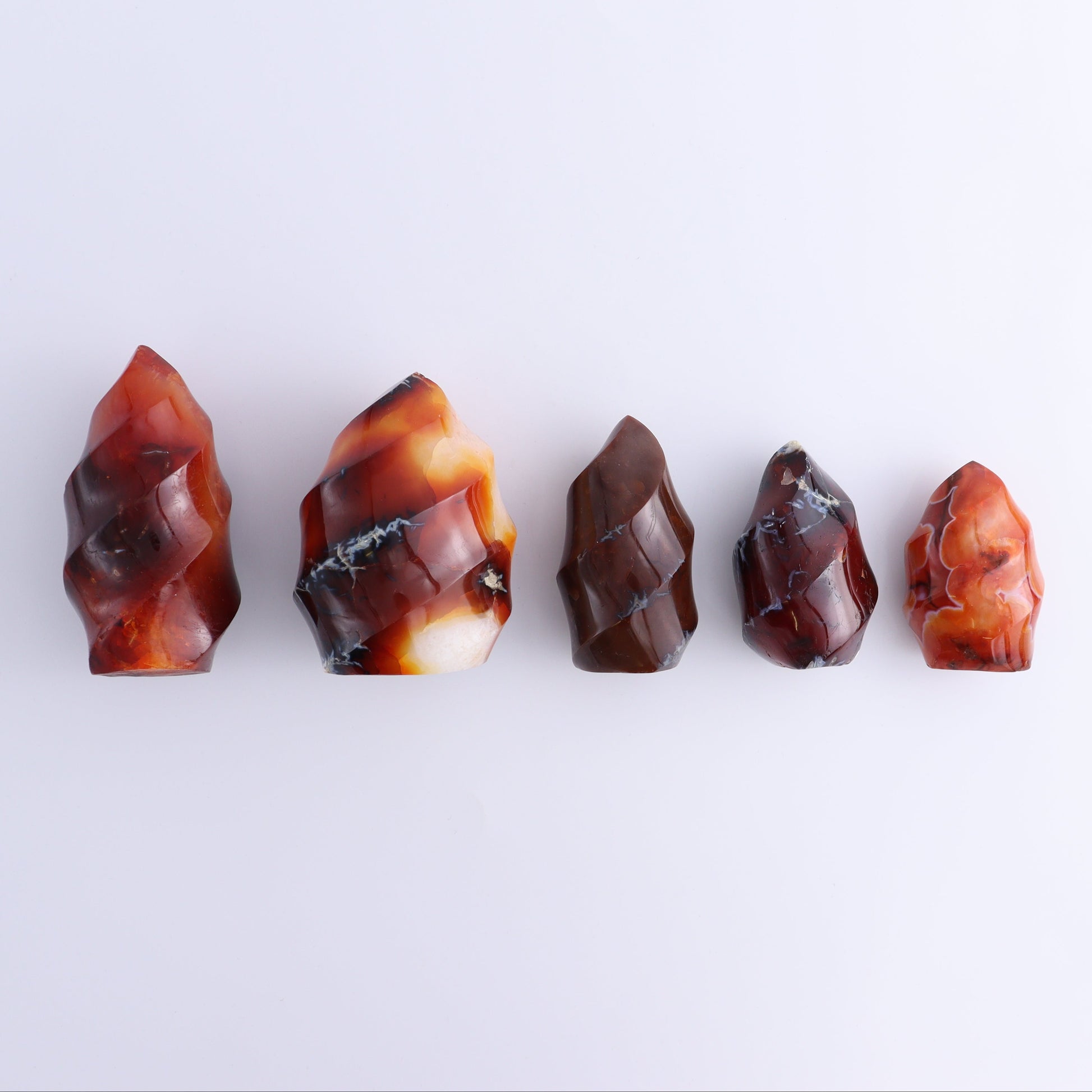 Carnelian Flames Set of 5 - Expert Wholesale and Supplier of Wholesale Crystals & Bulk Gemstones, ["carnelian","flames","Madagascar"]