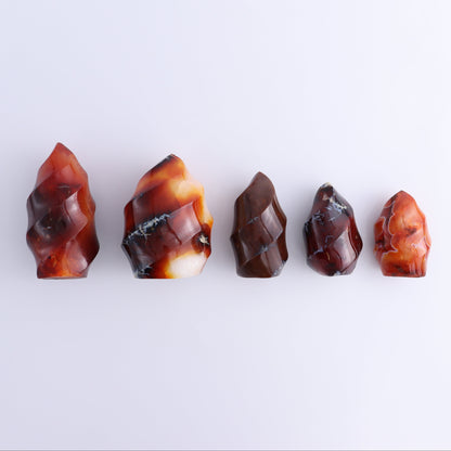 Carnelian Flames Set of 5 - Expert Wholesale and Supplier of Wholesale Crystals & Bulk Gemstones, ["carnelian","flames","Madagascar"]