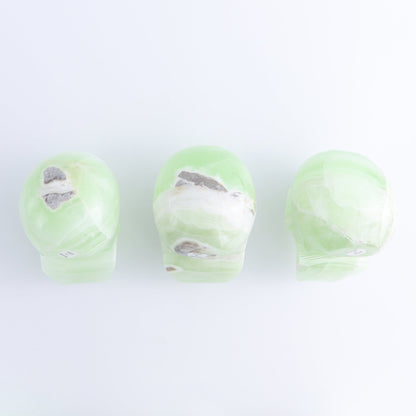One Mexican Green Onyx/Calcite Skull - Expert Wholesale and Supplier of Wholesale Crystals & Bulk Gemstones, ["Calcite","Catalog Onyx","Green Onyx","Mexico","onyx","Skulls"]