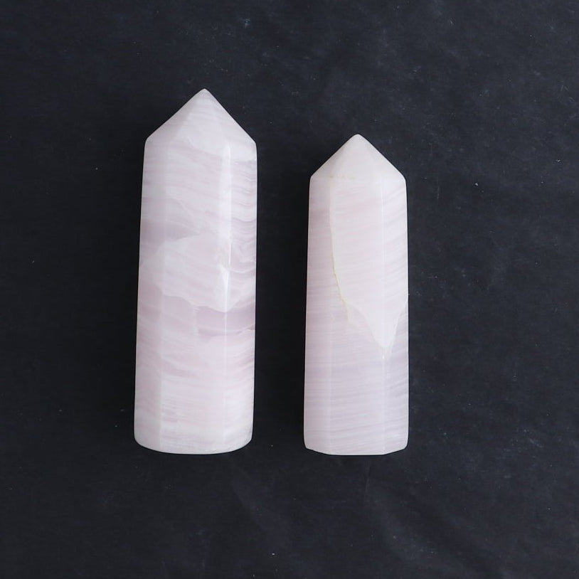 Pink Mangano Calcite Towers Set of 5
