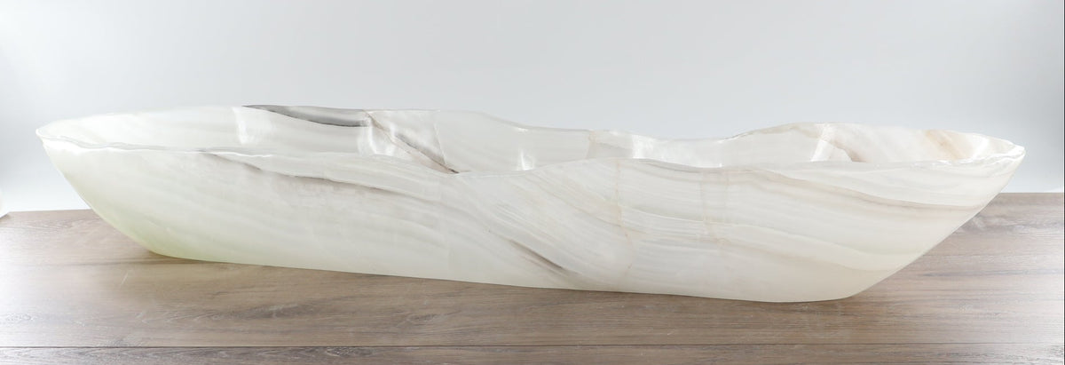 Mexican Onyx/Calcite Canoe Bowl 32"