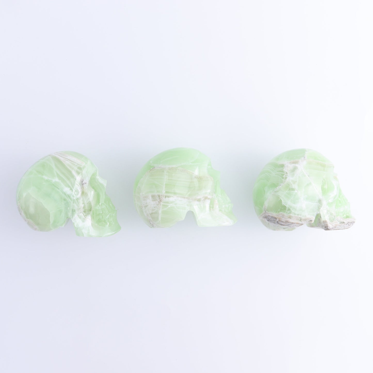 One Mexican Green Onyx/Calcite Skull - Expert Wholesale and Supplier of Wholesale Crystals & Bulk Gemstones, ["Calcite","Catalog Onyx","Green Onyx","Mexico","onyx","Skulls"]