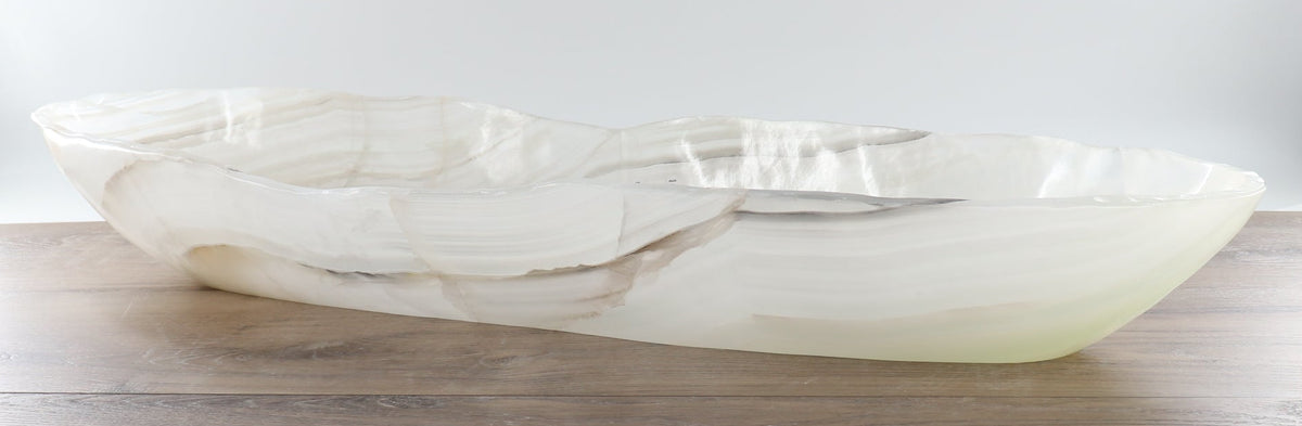 Mexican Onyx/Calcite Canoe Bowl 32"