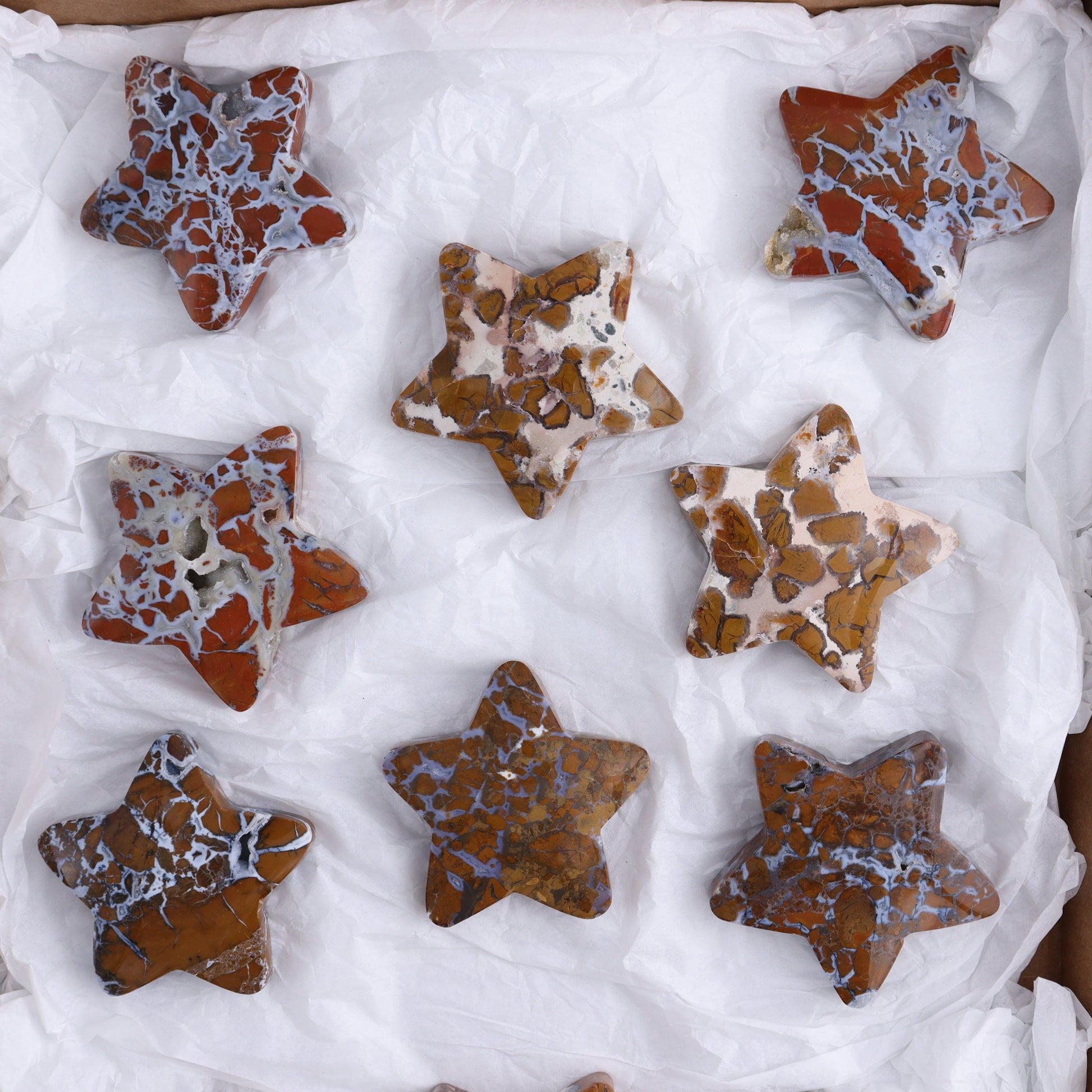 Brecciated Jasper Stars Set of 11 - Expert Wholesale and Supplier of Wholesale Crystals & Bulk Gemstones, ["Brecciated Jasper","Indonesia","stars"]