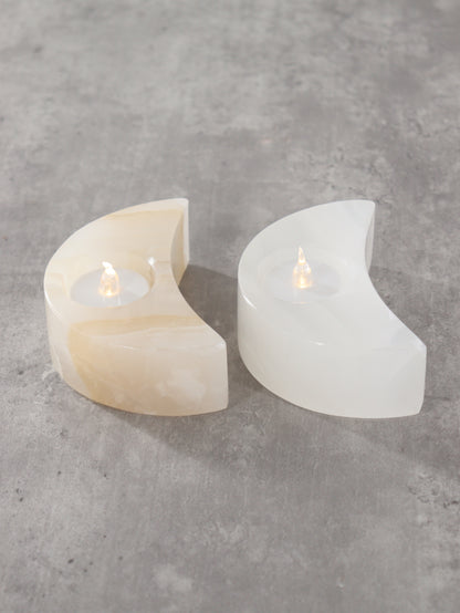 White Onyx Moon Candle Holders Set of 4 - Expert Supplier of Wholesale Crystals & Bulk Gemstones