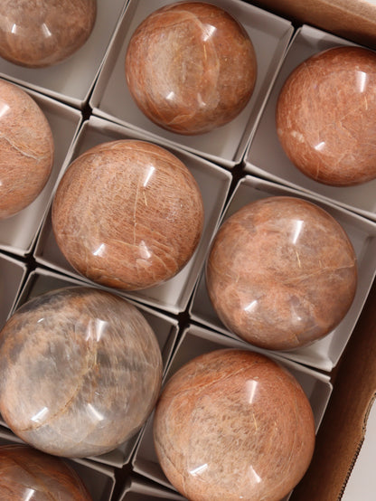 Peach Moonstone Spheres Set of 12 - Expert Wholesale and Supplier of Wholesale Crystals & Bulk Gemstones, []